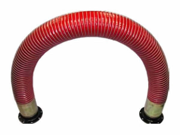 A red semicircular fire retardant composite hose.