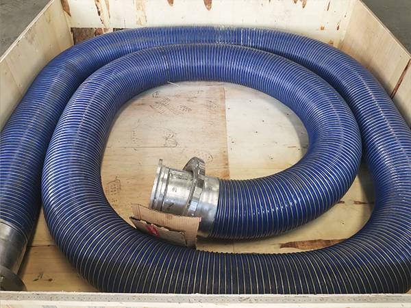 Suction & discharge composite hose with flange joint placed in a wooden box